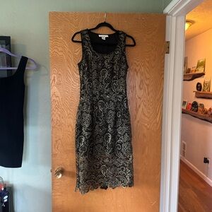 Sans Souci Black and Gold Midi Dress